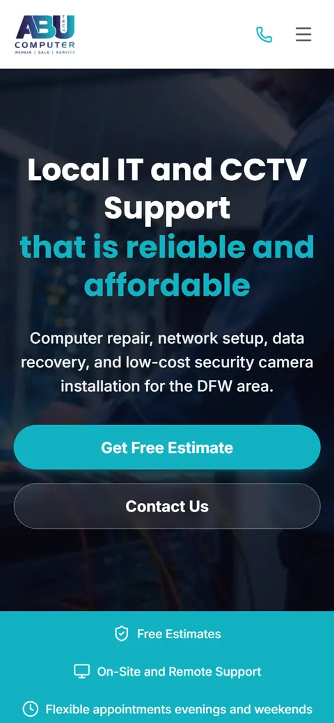 Abu Tech Security website on a phone, built by Account4Web