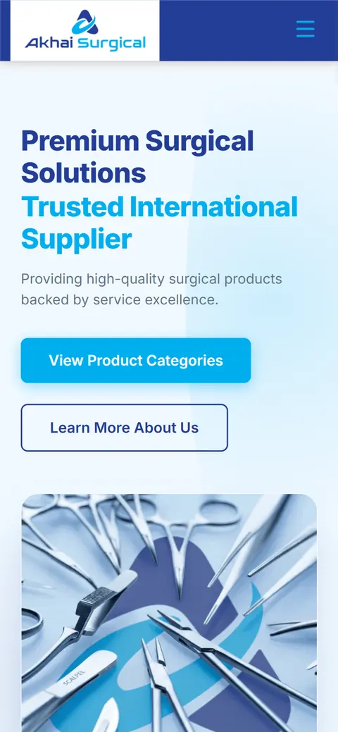 Akhai Surgical website on a phone, built by Account4Web