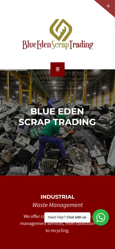 Blue Eden Scrap Trading website on a phone, built by Account4Web