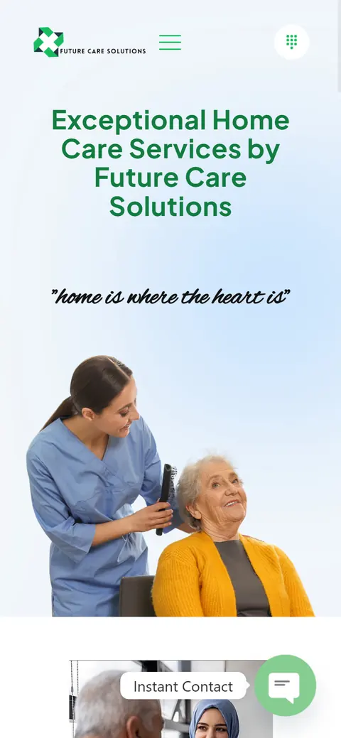 Future Care Solutions website on a phone, built by Account4Web