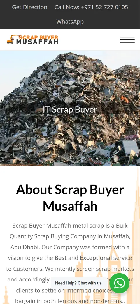 Scrap Buyer Musaffah website on a phone, built by Account4Web