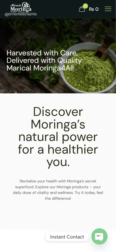 Moringa4All website on a phone, built by Account4Web