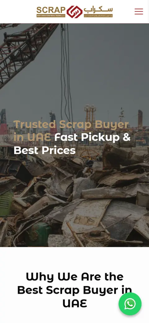 Right Choice Scrap Metal website on a phone, built by Account4Web