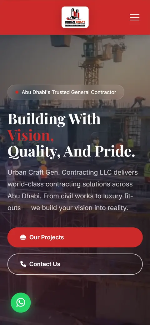 Urban Craft Contracting website on a phone, built by Account4Web