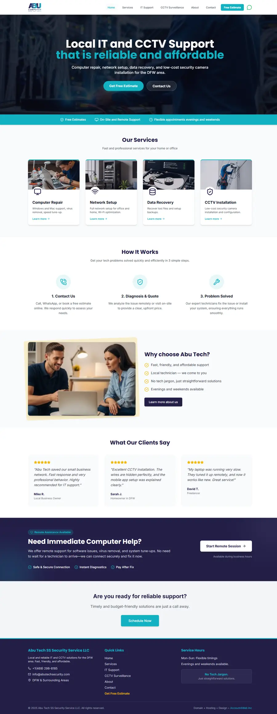 Abu Tech Security website, built by Account4Web