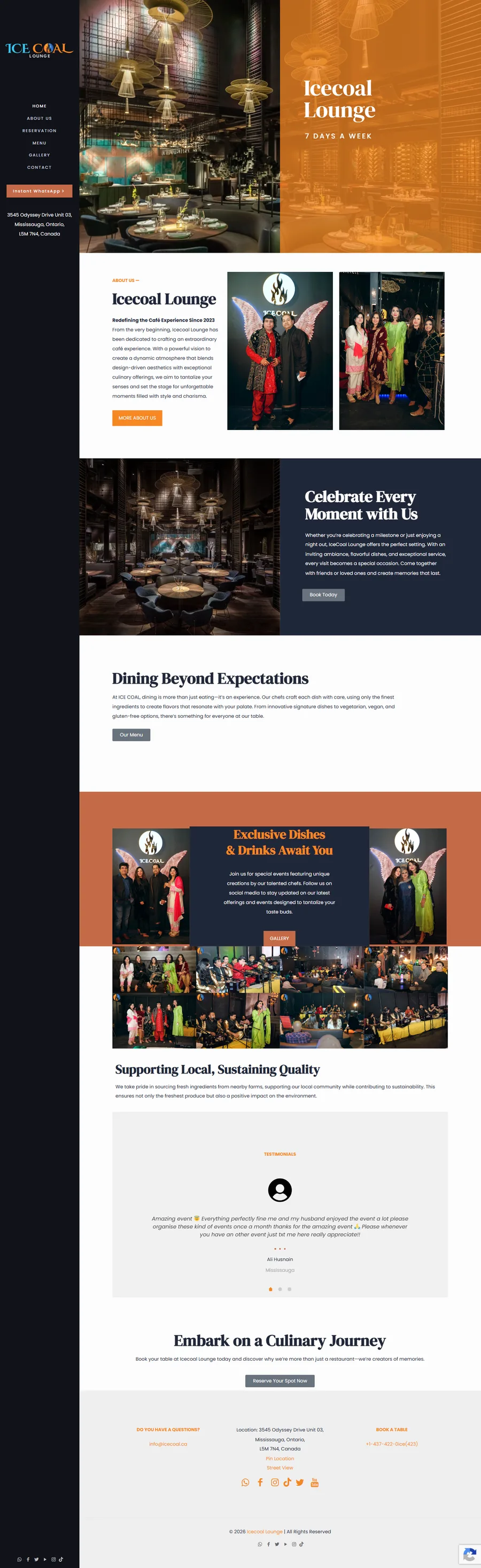 IceCoal Lounge website, built by Account4Web