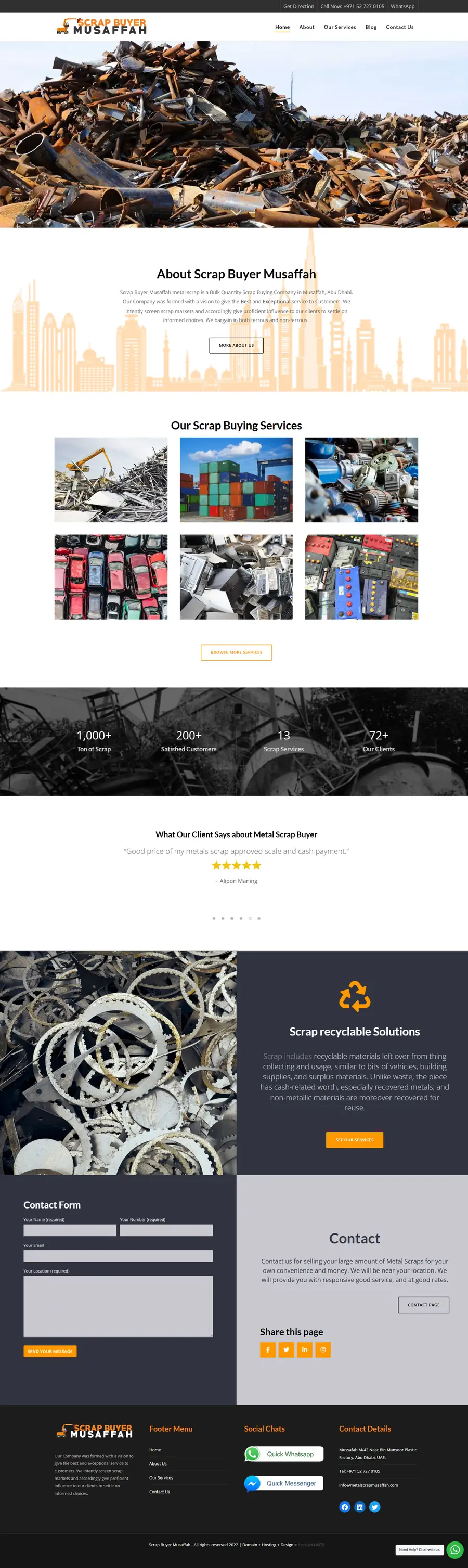 Scrap Buyer Musaffah website, built by Account4Web