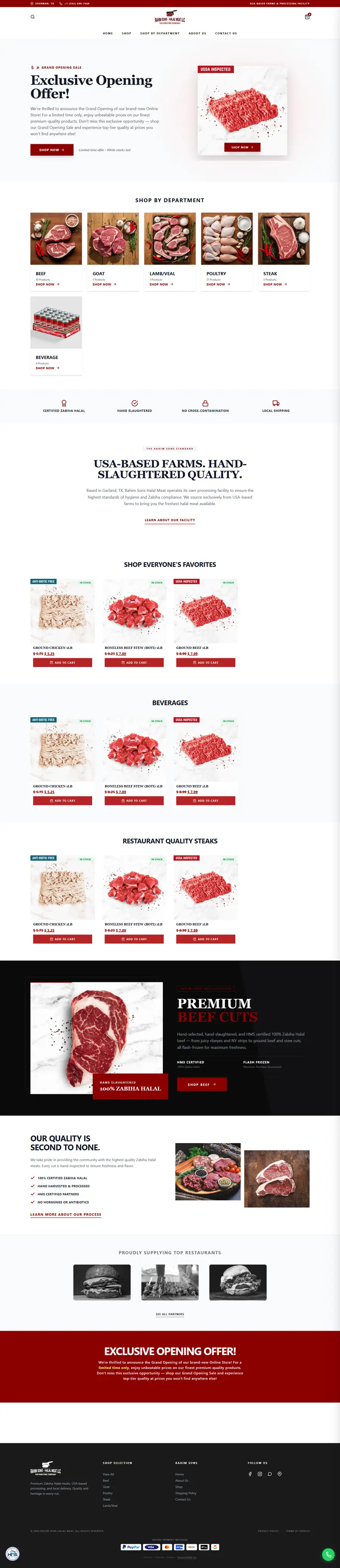 Rahim Sons Halal Meat website, built by Account4Web