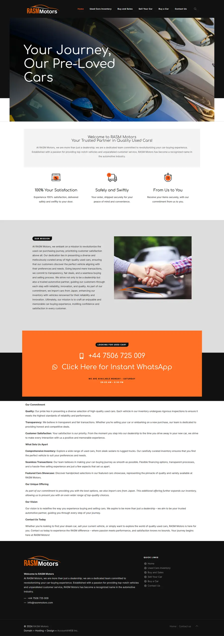 RASM Motors website, built by Account4Web