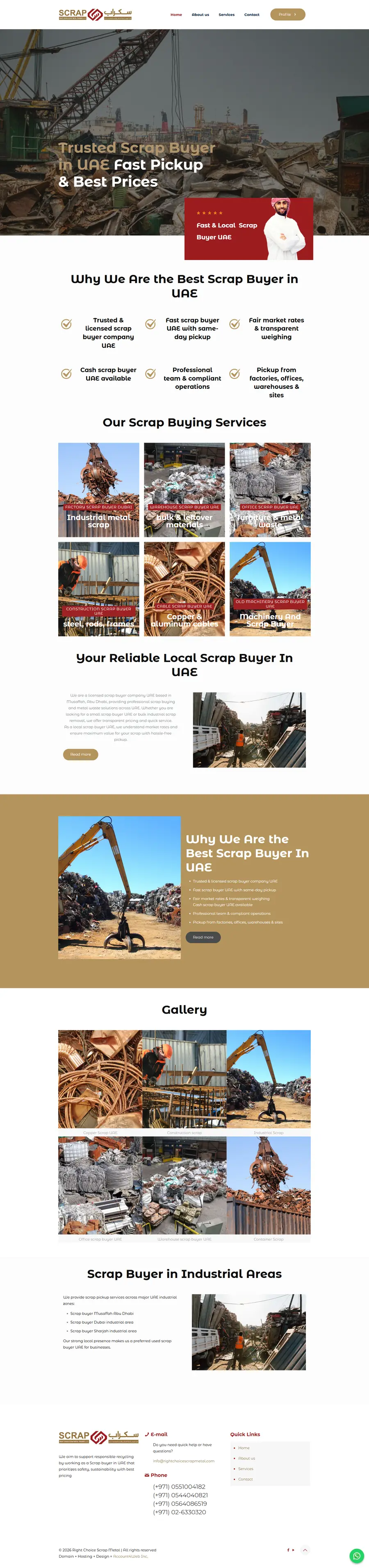 Right Choice Scrap Metal website, built by Account4Web